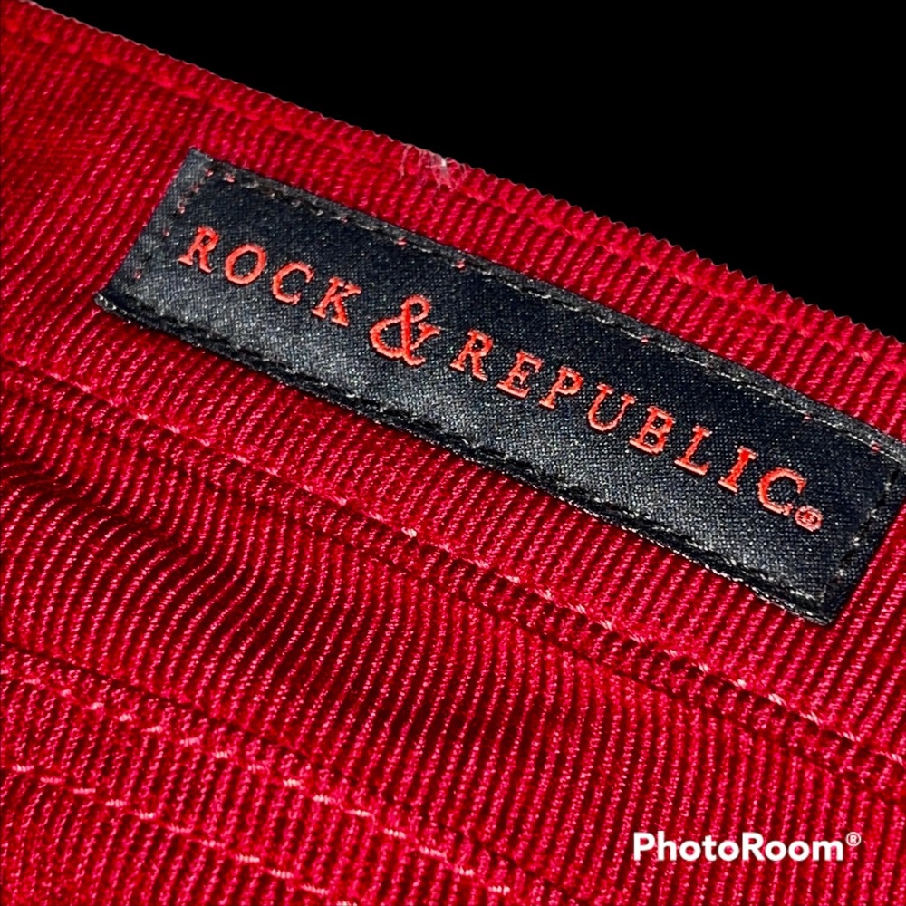 Rock & Republic Poison Apple Red Berlin Skinny Corduroy Pants Size 6 - Picture 16 of 16